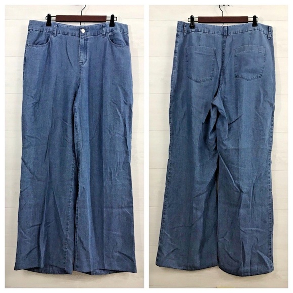Chico's Pants - Chicos SZ 2 US 12 Platinum Chambray Trouser Pants
